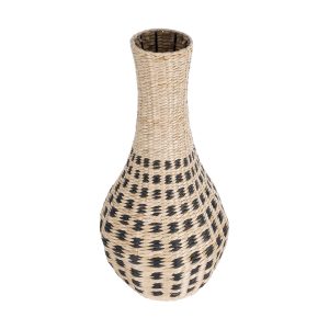 Artificial Garden MARSELLE 21232 Διακοσμητικό Πλεκτό Καλάθι – Κασπώ Γλάστρα – Flower Pot Μπεζ με Μαύρο Φ32cm x Υ65cm
