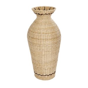 Artificial Garden MONTPELLIER 21237 Διακοσμητικό Πλεκτό Καλάθι – Κασπώ Γλάστρα – Flower Pot Μπεζ με Καφέ Π28 x M28 x Υ60cm