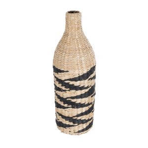 Artificial Garden AQABA 21243 Διακοσμητικό Πλεκτό Καλάθι – Κασπώ Γλάστρα – Flower Pot Μπεζ με Μαύρο Φ20cm x Υ60cm