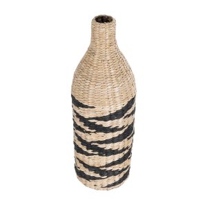 Artificial Garden AQABA 21243 Διακοσμητικό Πλεκτό Καλάθι – Κασπώ Γλάστρα – Flower Pot Μπεζ με Μαύρο Φ20cm x Υ60cm