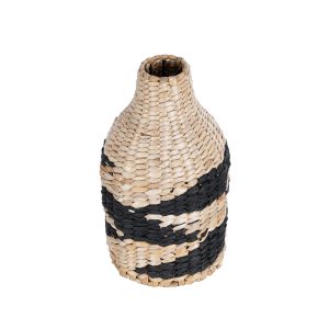 Artificial Garden JORDAN 21245 Διακοσμητικό Πλεκτό Καλάθι – Κασπώ Γλάστρα – Flower Pot Μπεζ με Μαύρο Φ16cm x Υ30cm