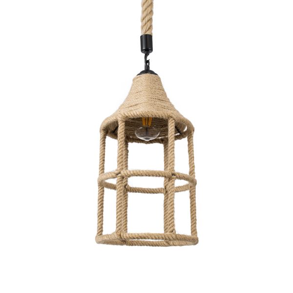 YUBA 01612 Boho Κρεμαστό Φωτιστικό Πλέγμα Μονόφωτο 1 x E27 IP20 Μπεζ Σχοινί - Μ22 x Π22 x Y40cm
