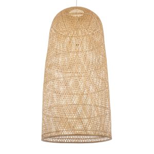 CALERO 00670 Boho Κρεμαστό Φωτιστικό Καμπάνα Μονόφωτο 1 x E27 IP20 Μπεζ Ξύλο – Μ60 x Π60 x Y120cm