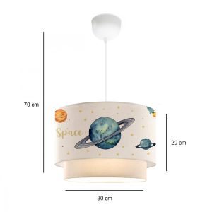 SATURN 204-0012 Παιδικό Κρεμαστό Φωτιστικό Φιγούρα Μονόφωτο 1 x E27 IP20 Λευκό Ύφασμα – Μ30 x Π30 x Υ70cm