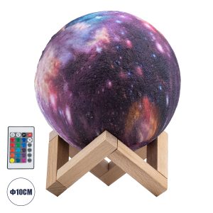 MOON 79616 Επιτραπέζιο Φωτιστικό Πορτατίφ LED 4W 200lm 360° DC 5V IP20 RGBW Dimmable Πολύχρωμο Πλαστικό με Μπεζ Ξύλο – Μ15 x Π15 x Υ19cm – 2 Xρόνια Εγγύηση