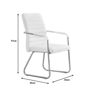 Καρέκλα επισκέπτη Sefine  λευκό pu-πόδι χρωμίου 53x45x97εκ