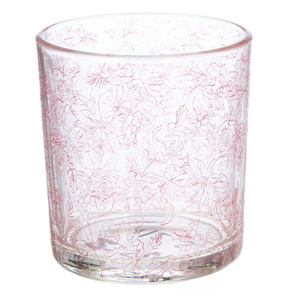 Φανάρι Καταιγίδας Cylindrical "Rose" Λουλουδάτο Pattern Γυάλινο Clear Rose PU 18 Pcs. Assorted H. cm D. 7 cm - Image 4