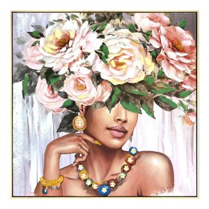 Πίνακας σε καμβά Flowergirl Inart 82×4.5×82εκ