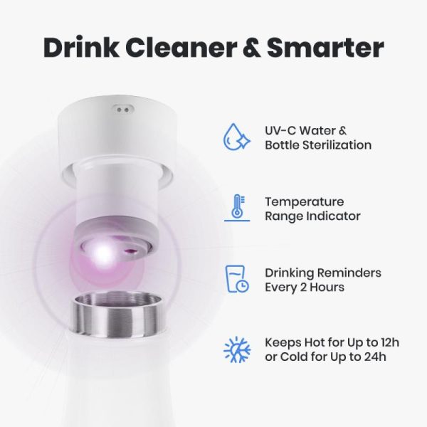 Smart Μπουκάλι-Θερμός UV Noerden LIZ Ανοξείδωτο 350ml Λευκό - Image 5