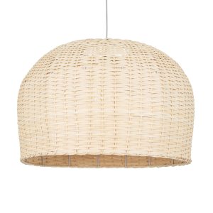 BERMUDA 01709 Boho Κρεμαστό Φωτιστικό Καμπάνα Μονόφωτο 1 x E27 IP20 Μπεζ Ξύλο – Μ50 x Π50 x Y34cm