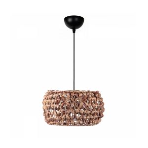 DARIO 204-0159 Boho Κρεμαστό Φωτιστικό Kαπέλο Μονόφωτο 1 x E27 IP20 Καφέ Rattan – Μ29 x Π29 x Υ16cm