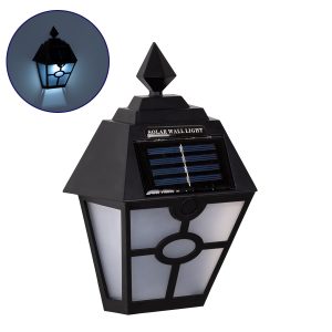 71494 Αυτόνομο Ηλιακό Φωτιστικό Τοίχου Μαύρο LED SMD 1W 40lm με Ενσωματωμένη Μπαταρία 600mAh – Φωτοβολταϊκό Πάνελ με Αισθητήρα Ημέρας-Νύχτας IP65 Ψυχρό Λευκό 6000K