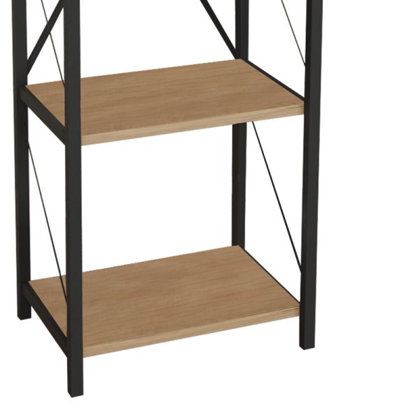 Βιβλιοθήκη Glase  oak μελαμίνης-μαύρο μέταλλο 40x30x150εκ - Image 3
