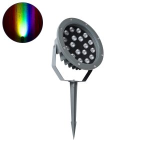 TREELIGHT-RIVA 90366 Σποτ Φωτισμού Ειδικό για Φυτά – Δέντρα με Βάση Κήπου / Καρφωτό LED 24W 2040lm 10° DC 24V Αδιάβροχο IP67 Φ20.5 x Υ6.5cm RGBW DMX512 – Γκρι Ανθρακί – 3 Years Warranty
