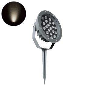 TREELIGHT-RIVA 90365 Σποτ Φωτισμού Ειδικό για Φυτά – Δέντρα με Βάση Κήπου / Καρφωτό LED 24W 2280lm 10° DC 24V Αδιάβροχο IP67 Φ20.5 x Υ6.5cm Φυσικό Λευκό 4500K – Γκρι Ανθρακί – 3 Years Warranty