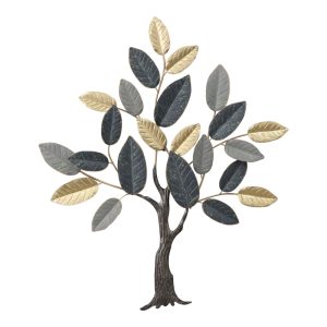 Διακοσμητικό τοίχου Oliver Inart μέταλλο σε χρυσή-μαύρη-γκρι απόχρωση 71.5×84.5×4εκ