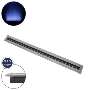 UNDERGROUND-REMVI 90194-B Χωνευτό Φωτιστικό Wall Washer Δαπέδου LED 18W 1440lm 10° DC 24V Αδιάβροχο IP68 L100 x W9 x H7.2cm Μπλε – Ανοξείδωτο Ατσάλι – 3 Years Warranty