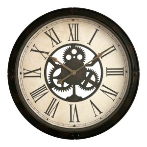 Ρολόι τοίχου Candal Inart σε μαύρη αντικέ απόχρωση Φ45.7×5.2εκ