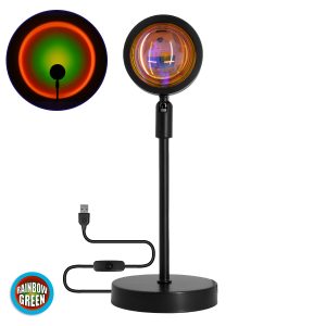 00816 Επιτραπέζιο Φωτιστικό Πορτατίφ LED 12W -lm 180° DC 5V IP20 Κίτρινο – Πράσινο – Κόκκινο – Πορτοκαλί RAINBOW EFFECT Μαύρο Μέταλλο με Διάφανο Πλαστικό – Μ10 x Π10 x Υ26.5cm – 2 Xρόνια Εγγύηση