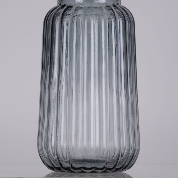 LAYLA 35601 Διακοσμητικό Βάζο Γυάλινο Γκρι Φ11 x Υ22cm - Image 4