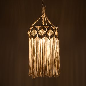 CONGO 36206 Boho Κρεμαστό Φωτιστικό Μακραμέ Μονόφωτο 1 x E27 IP20 Μπεζ Ύφασμα – Μ30 x Π30 x Υ50cm