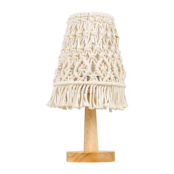 RWANDA 36210 Boho Επιτραπέζιο Φωτιστικό Πορτατίφ Μονόφωτο 1 x E27 IP20 Μπεζ Σχοινί με Καφέ Ξύλο - Μ15 x Π15 x Υ30cm - Image 4