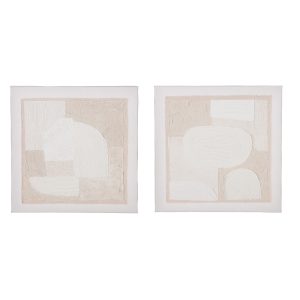 Πίνακας Τετράγωνος ‘Velva’ Καμβάς Κρεμ 30x30cm 2Τμχ