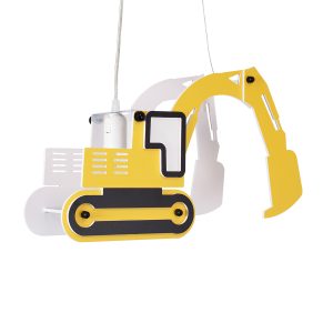 EXCAVATOR 61579 Παιδικό Κρεμαστό Φωτιστικό Φιγούρα Μονόφωτο 1 x E27 IP20 Κίτρινο & Μαύρο Πλαστικό – Μ45 x Π15.5 x Υ27cm