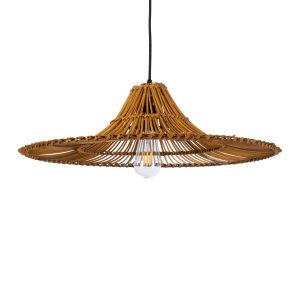 PALERMO 02310 Boho Κρεμαστό Φωτιστικό Πλέγμα Μονόφωτο 1 x E27 IP20 Καφέ Ξύλο – Μ60 x Π60 x Υ18cm