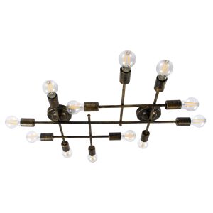 PIPING 00669-1 Vintage Φωτιστικό Οροφής Πλέγμα Πολύφωτο 12 x E27 IP20 Μπρούτζινο Μέταλλο – Μ78.5 x Π9.5 x Υ64cm