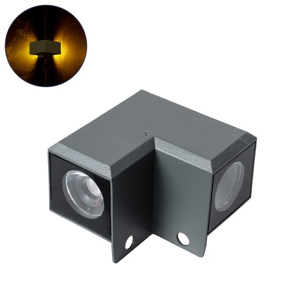 WALLLIGHT-DONA 90731 Αρχιτεκτονικό Γωνιακό Φωτιστικό LED 10W 900lm 10° DC 24V Αδιάβροχο IP66 Θερμό Λευκό 2700K Dimmable - Γκρι Ανθρακί - Μ8 x Π8 x Υ6cm - 3 Χρόνια Εγγύηση