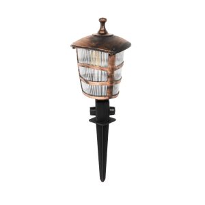 ZARDIN 203-0228 Vintage Καρφωτό Φωτιστικό Φαναράκι Μονόφωτο 1 x E27 IP44 Χάλκινο & Διάφανο Πλαστικό – Μ17 x Π17 x Υ45cm