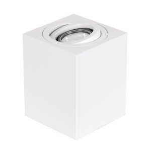 AKIRA 60622 Επιφανειακό Κινούμενο Τετράγωνο Φωτιστικό Σποτ Αλουμινίου με Ντουί GU10 AC 220-240V IP44 Μ8 x Π8 x Υ10cm – Λευκό