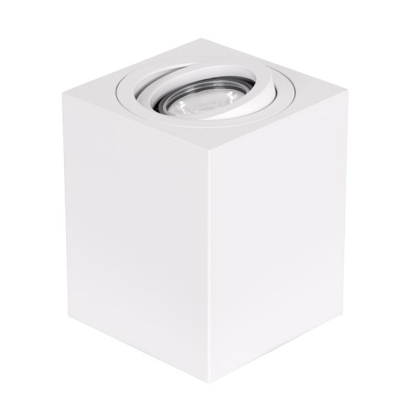 AKIRA 60622 Επιφανειακό Κινούμενο Τετράγωνο Φωτιστικό Σποτ Αλουμινίου με Ντουί GU10 AC 220-240V IP44 Μ8 x Π8 x Υ10cm - Λευκό