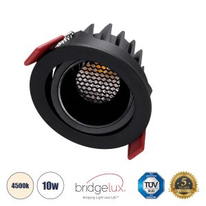 LEO-R 60286 Χωνευτό LED Spot Downlight TrimLess Φ8.5cm 10W 1300lm 38° AC 220-240V IP20 Φ8.5 x Υ6.6cm – Στρόγγυλο – Κινούμενο – Μαύρο & Anti-Glare HoneyComb – Φυσικό Λευκό 4500K – Bridgelux COB – 5 Years Warranty