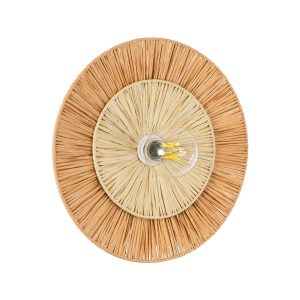 COLOMBO 02278 Boho Επιτοίχιο Φωτιστικό Απλίκα Μονόφωτο 1 x E27 IP20 Μπεζ Raffia – Μ40 x Π40 x Υ9cm