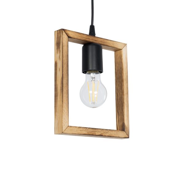EDISON 203-0020 Vintage Κρεμαστό Φωτιστικό Ανάρτηση Μονόφωτο 1 x E27 IP20 Μπεζ Ξύλο - Μ19 x Π5 x Υ22cm