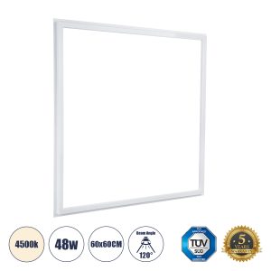 60369 Χωνευτό LED Panel Linear Frameless Super Slim 60x60cm 48W 5520lm 120° CRI≥85Ra AC 220-240V IP44 Μ60 x Π60 x Υ1.5cm – Φυσικό Λευκό 4500K – TÜV Certified Driver – 5 Years Warranty