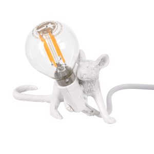 MOUSE 00676 Vintage Επιτραπέζιο Φωτιστικό Πορτατίφ Μονόφωτο 1 x E12 IP20 Λευκό Πλαστικό – Μ13 x Π4 x Υ7cm