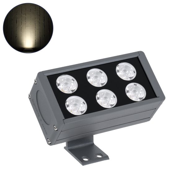 FLOOD-DANY 90376 Προβολέας Σποτ Wall Washer LED 24W 2280lm 5° DC 24V Αδιάβροχο IP65 Φυσικό Λευκό 4500K Dimmable - Γκρι Ανθρακί - Μ16 x Π9.5 x Υ7.5cm - 3 Χρόνια Εγγύηση