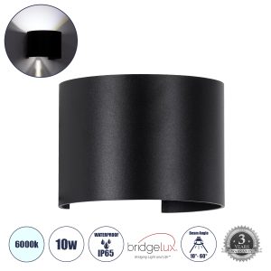 AXIS-R 60643 Φωτιστικό Τοίχου – Απλίκα Αρχιτεκτονικού Φωτισμού Εσωτερικού/Εξωτερικού Χώρου Up & Down LED 10W 1250lm 10 έως 60° AC 220-240V Αδιάβροχο IP65 Μ10 x Π10 x Υ10cm – Ψυχρό Λευκό 6000K – Μαύρο – Bridgelux Chip – 3 Years Warranty