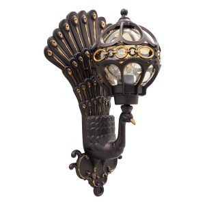 CORNELIA 01250 Vintage Επιτοίχιο Φωτιστικό Απλίκα Μονόφωτο 1 x E27 IP20 Καφέ & Χρυσό Μέταλλο με Μελί Γυαλί – Μ20 x Π32 x Υ55cm