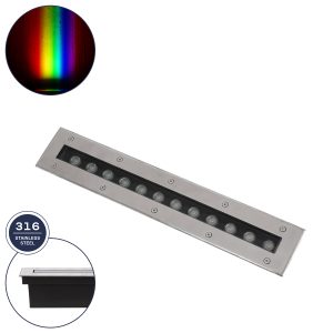 UNDERGROUND-REMVI 90193 Χωνευτή Μπάρα Φωτισμού Wall Washer LED 12W 1020lm 10° DC 24V Αδιάβροχο IP68 RGBW Dimmable DMX512 – Ανοξείδωτο Ατσάλι 304 – Μ50 x Π9 x Υ7.2cm / Μ48.5 x Π7.5cm – 3 Χρόνια Εγγύηση