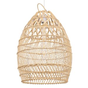 TAHITI 00710 Boho Κρεμαστό Φωτιστικό Πλέγμα Μονόφωτο 1 x E27 IP20 Μπεζ Ξύλο – Μ38 x Π38 x Υ50cm
