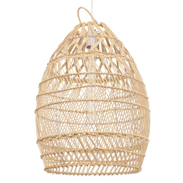 TAHITI 00710 Boho Κρεμαστό Φωτιστικό Πλέγμα Μονόφωτο 1 x E27 IP20 Μπεζ Ξύλο - Μ38 x Π38 x Υ50cm