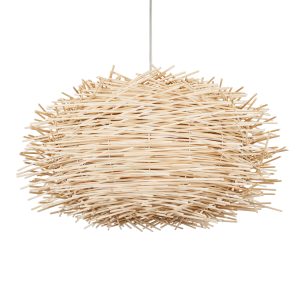 MINORCA 01731 Boho Κρεμαστό Φωτιστικό Ανάρτηση Μονόφωτο 1 x E27 IP20 Μπεζ Ξύλο – Μ60 x Π60 x Y35cm