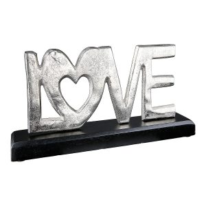 Διακοσμητικό  ‘Love’ Σε Βάση Ασημί/Μαύρο Αλουμίνιο/Ξύλο 28x5x14cm
