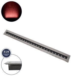 UNDERGROUND-REMVI 90194-R Χωνευτό Φωτιστικό Wall Washer Δαπέδου LED 18W 1440lm 10° DC 24V Αδιάβροχο IP68 L100 x W9 x H7.2cm Κόκκινο – Ανοξείδωτο Ατσάλι – 3 Years Warranty