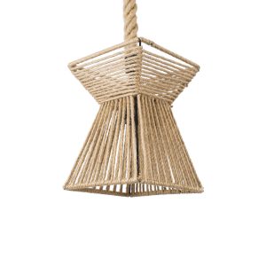 ROUGE 01611 Boho Κρεμαστό Φωτιστικό Πλέγμα Μονόφωτο 1 x E27 IP20 Μπεζ Σχοινί – Μ21 x Π21 x Y27cm
