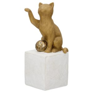 Φιγούρα Cat “Charlie” Πολυρεζίνη Brown PU 4 7.5×8.5×19.5cm